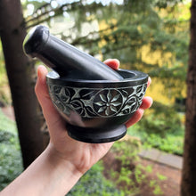 Load image into Gallery viewer, Floral Carved Mortar & Pestle