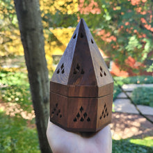Load image into Gallery viewer, Wooden Temple Cone/Charcoal Burner - 5 Inches Tall
