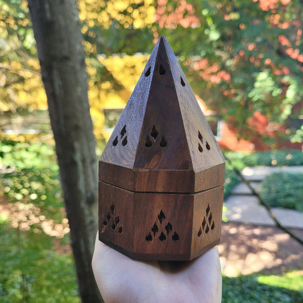 Wooden Temple Cone/Charcoal Burner - 5 Inches Tall