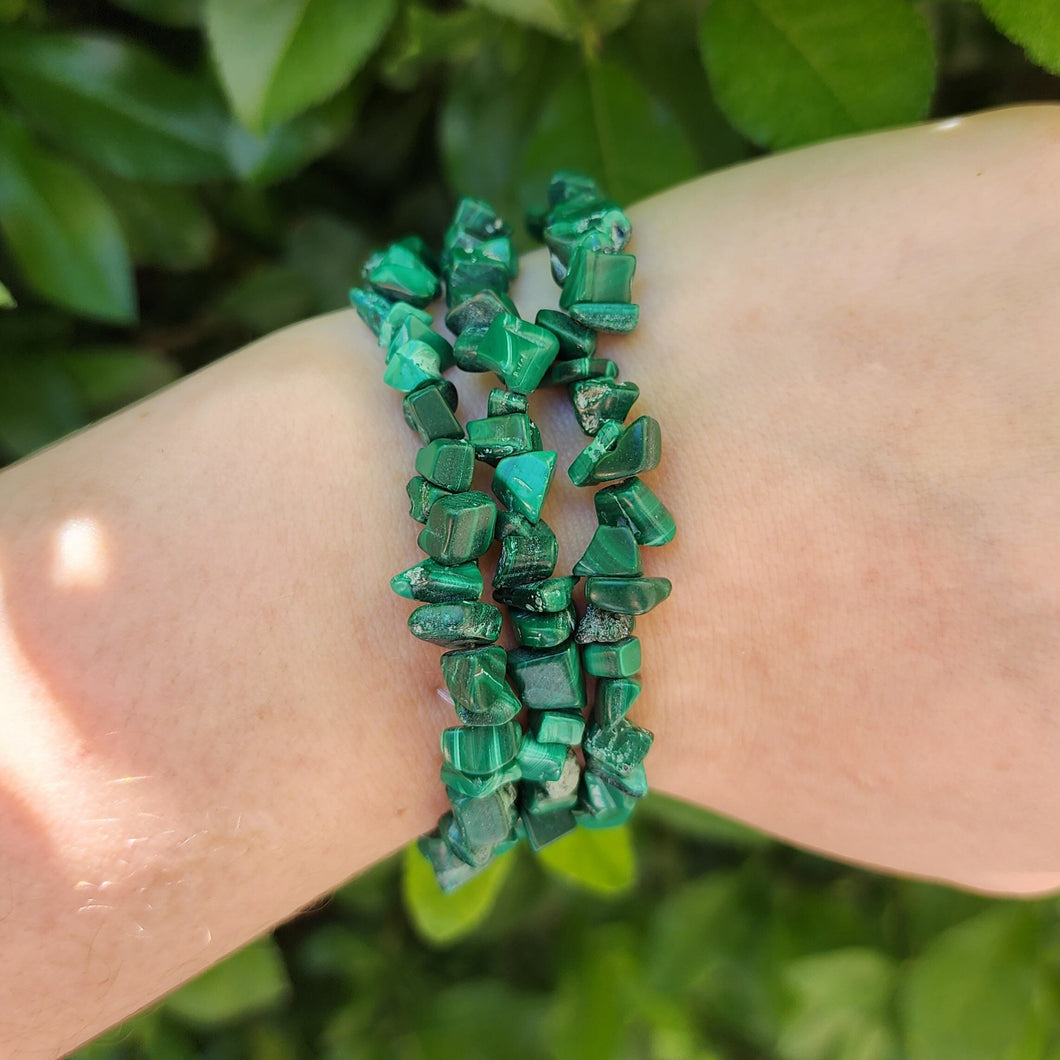 Malachite Chips Bracelet - Stretchy